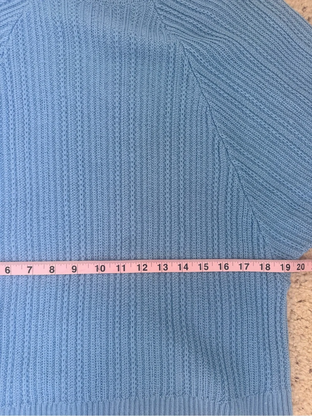 St. John Periwinkle Blue Ribbed Knit Dolman Sleeve Sweater Petite Small - Picture 4 of 5